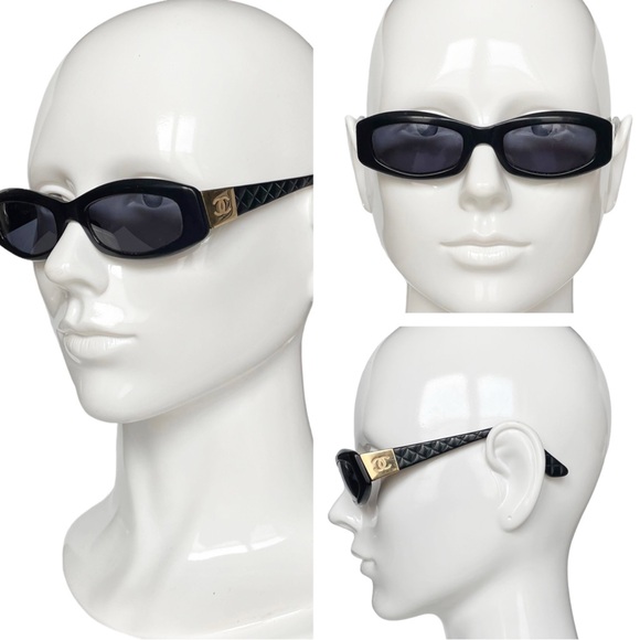 Like New?CHANEL vintage  Black/ Dark blue Sunglasses with Gold Detail main image 11